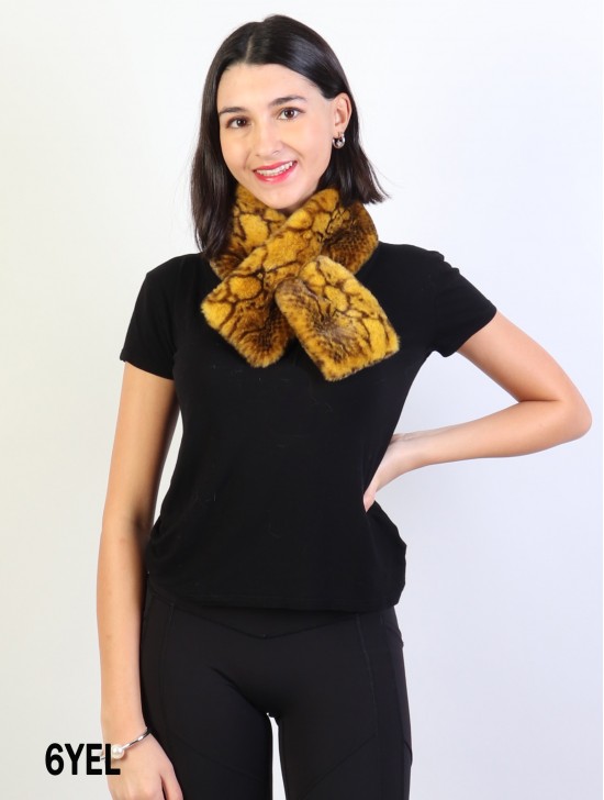 Faux Fur Scarf with Snakeskin Print